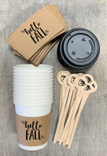 Load image into Gallery viewer, Personalized Coffee Sleeves or Sleeves Cups Lids - Optional Stirrers - Custom Text or Graphic - Font Choice - FREE U. S. SHIPPING