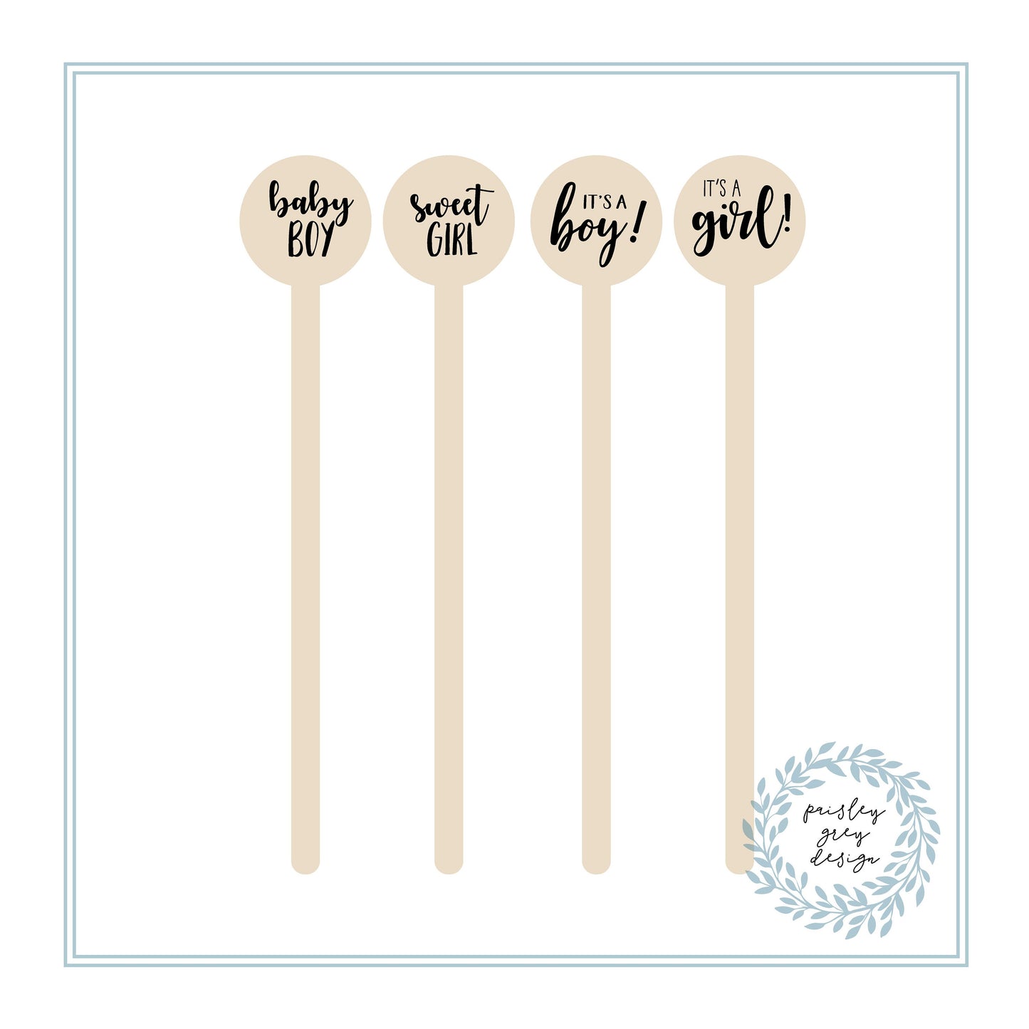 Custom Natural Brown Kraft Coffee Sleeves + Optional White Cups and Black Lids - Custom Baby is Brewing - Optional Baby Design Stir Sticks
