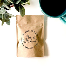 Load image into Gallery viewer, Personalized Natural Kraft Lined Coffee Favor Pouches - CUSTOM - Favors - Coffee Beans, Ground Coffee, Tea, Candy - FREE U. S. SHIPPING