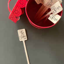 Load image into Gallery viewer, Personalized Wooden Drink Stirrers or Cupcake Picks - Custom Text or Graphic - Font Choice