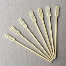 Load image into Gallery viewer, Personalized Bamboo Drink Stirrers or Pointed Picks - Cheese - Cupcakes - Cocktails - Custom Text or Graphic - FREE U. S. SHIPPING