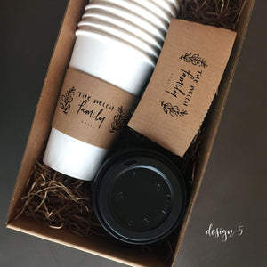 Personalized Coffee Sleeves or Sleeves Cups Lids - Optional Stirrers - Custom Text or Graphic - Font Choice - FREE U. S. SHIPPING