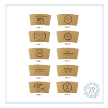 Load image into Gallery viewer, Personalized Coffee Sleeves or Sleeves Cups Lids - Optional Stirrers - Custom Text or Graphic - Font Choice - FREE U. S. SHIPPING