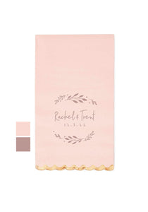 CUSTOM Printed Pink Scalloped Napkins - Mauve Ink - Custom Graphic - 100 Pieces