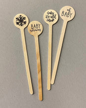 Load image into Gallery viewer, Custom Natural Brown Kraft Coffee Sleeves + Optional White Cups and Black Lids - Custom Baby is Brewing - Optional Baby Design Stir Sticks