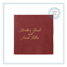 Load image into Gallery viewer, CUSTOM Printed Foil or Ink Printed Cocktail Napkins - Choose Graphic or Font - Your Choice of Napkin &amp; Foil Color - FREE U. S. SHIPPING