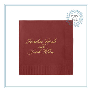 CUSTOM Printed Foil or Ink Printed Cocktail Napkins - Choose Graphic or Font - Your Choice of Napkin & Foil Color - FREE U. S. SHIPPING