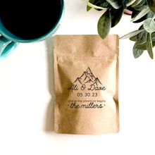 Load image into Gallery viewer, Personalized Natural Kraft Lined Coffee Favor Pouches - CUSTOM - Favors - Coffee Beans, Ground Coffee, Tea, Candy - FREE U. S. SHIPPING