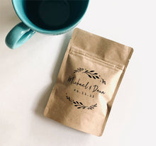 Load image into Gallery viewer, Personalized Natural Kraft Lined Coffee Favor Pouches - CUSTOM - Favors - Coffee Beans, Ground Coffee, Tea, Candy - FREE U. S. SHIPPING