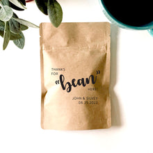 Load image into Gallery viewer, Personalized Natural Kraft Lined Coffee Favor Pouches - CUSTOM - Favors - Coffee Beans, Ground Coffee, Tea, Candy - FREE U. S. SHIPPING