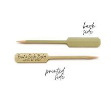 Load image into Gallery viewer, Personalized Bamboo Pointed Picks - Cheese - Cupcakes - Martinis - Cocktails - Custom Text or Graphic - FREE U. S. SHIPPING