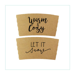 Natural Brown Kraft Coffee Sleeves - Non-Personalized Phrases - FREE U. S. SHIPPING