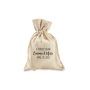 FREE U. S. SHIPPING Custom Coffee Tea Premium Favor Cotton Drawstring Bags - Wedding or Shower - Coffee Beans, Ground Coffee, Tea, Candy