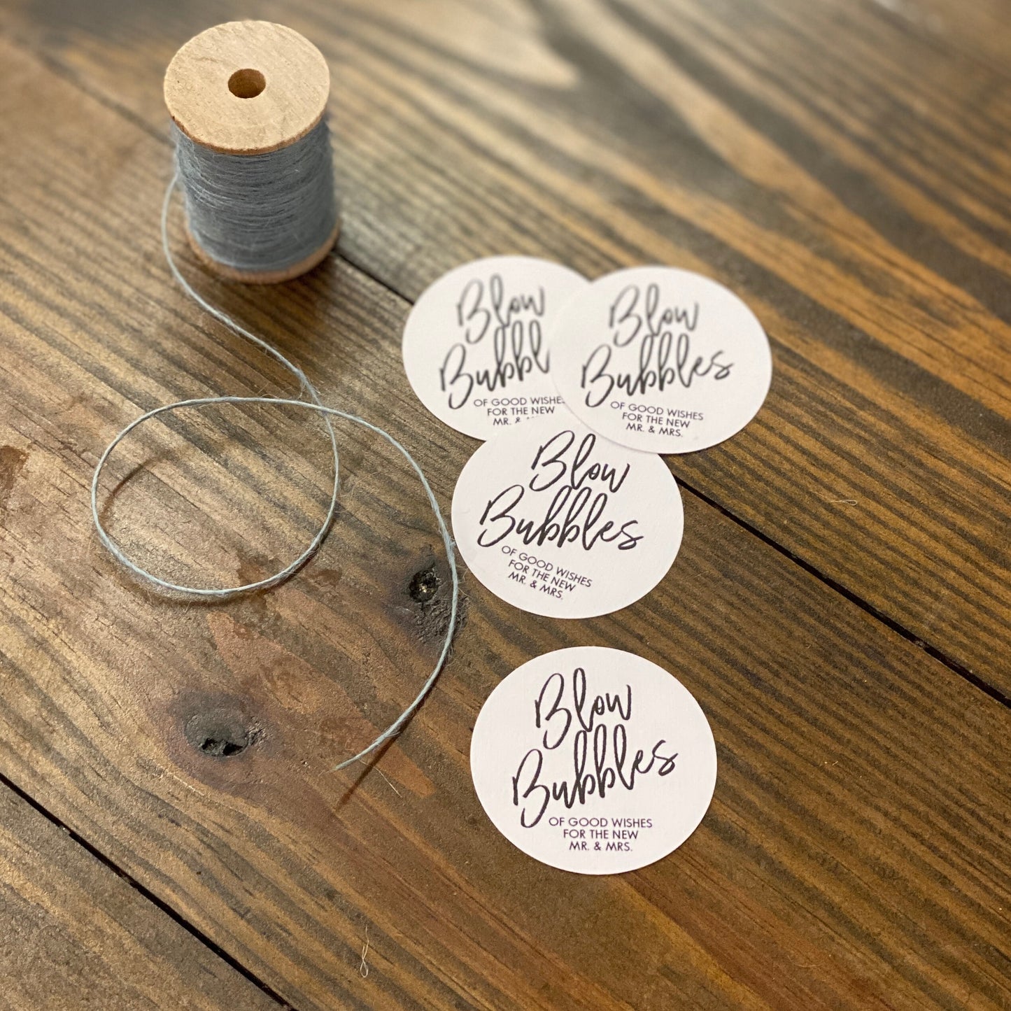 PRINTED TAGS - 49mm Round Two Inch Tags - Printed and Cut - (Plain or Customized) - Jute Included with 100 or More Tags