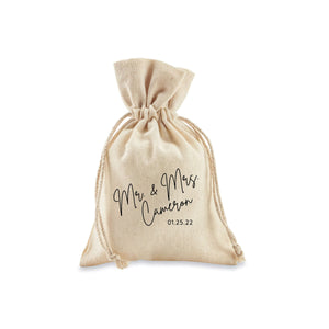 FREE U. S. SHIPPING Custom Coffee Tea Premium Favor Cotton Drawstring Bags - Wedding or Shower - Coffee Beans, Ground Coffee, Tea, Candy