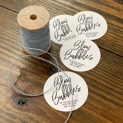 PRINTED TAGS - 49mm Round Two Inch Tags - Printed and Cut - (Plain or Customized) - Jute Included with 100 or More Tags