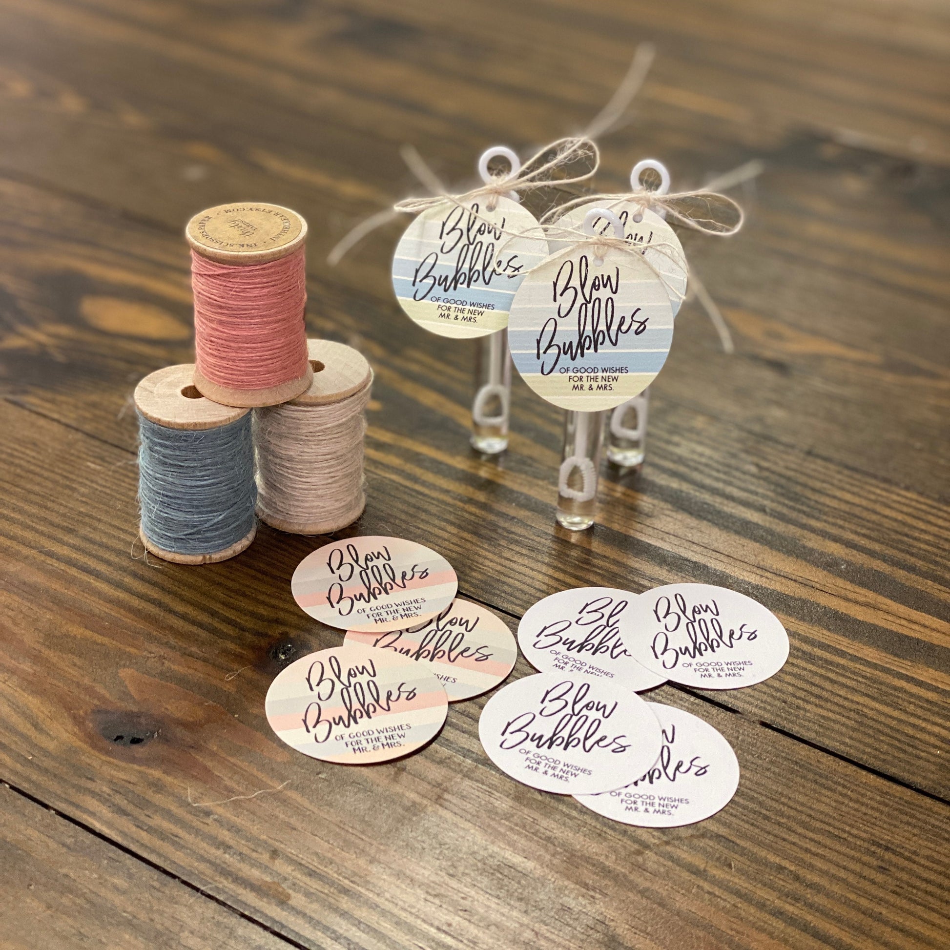 PRINTED TAGS - 49mm Round Two Inch Tags - Printed and Cut - (Plain or Customized) - Jute Included with 100 or More Tags