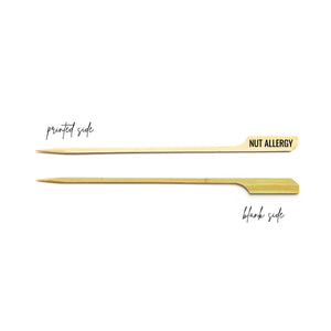 Bamboo Allergy Pointed Picks Markers - Allergy - Dairy - Gluten - Nut - Egg - Printed in Black Ink - Quick Ship - Two Sizes Available