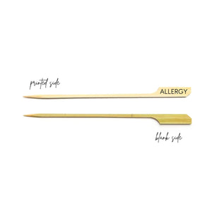 Bamboo Allergy Pointed Picks Markers - Allergy - Dairy - Gluten - Nut - Egg - Printed in Black Ink - Quick Ship - Two Sizes Available