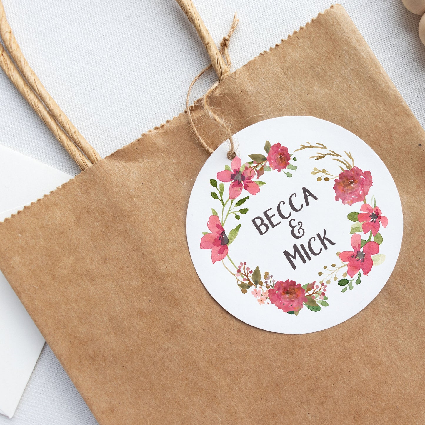 Printed Brown Kraft Label Set - Custom Text Design or Your Graphic