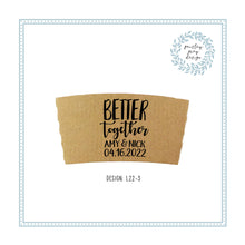 Load image into Gallery viewer, Personalized Natural Brown or White Kraft Coffee Sleeves or Sleeves Cups &amp; Lids - Optional Stirrers - Your Design Choice and Customization