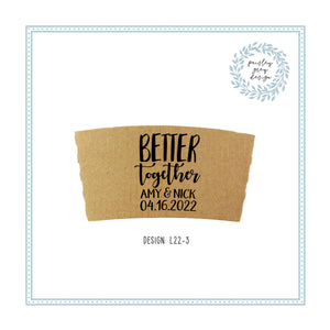 Personalized Natural Brown or White Kraft Coffee Sleeves or Sleeves Cups & Lids - Optional Stirrers - Your Design Choice and Customization