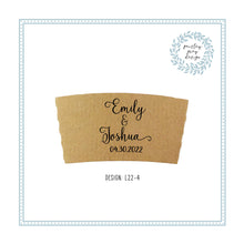 Load image into Gallery viewer, Personalized Natural Brown or White Kraft Coffee Sleeves or Sleeves Cups &amp; Lids - Optional Stirrers - Your Design Choice and Customization