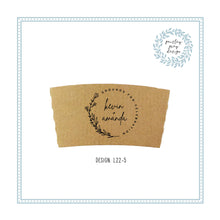 Load image into Gallery viewer, Personalized Natural Brown or White Kraft Coffee Sleeves or Sleeves Cups &amp; Lids - Optional Stirrers - Your Design Choice and Customization