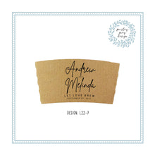 Load image into Gallery viewer, Personalized Natural Brown or White Kraft Coffee Sleeves or Sleeves Cups &amp; Lids - Optional Stirrers - Your Design Choice and Customization