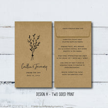 Load image into Gallery viewer, Custom Design Two-Sided Print 100% Recycled Brown Kraft Personalized Seed Packets - Optional Seeds - Wedding Favors - FREE U. S. SHIPPING