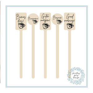 Cocktail Stirrers or Cupcake Picks - Wooden - Choose Your Standard Design - Wedding Birthday Love Everyday - FREE U. S. SHIPPING