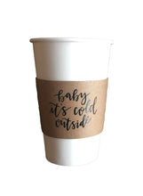 Load image into Gallery viewer, Natural Brown Kraft Coffee Sleeves -OR- Full Set of Sleeves Cups and Lids - Baby is Brewing - FREE U. S. SHIPPING