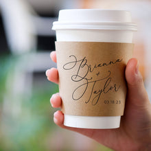 Load image into Gallery viewer, Personalized Coffee Sleeves or Sleeves Cups Lids - Optional Stirrers - Custom Text or Graphic - Font Choice - FREE U. S. SHIPPING