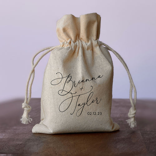 FREE U. S. SHIPPING Custom Coffee Tea Premium Favor Cotton Drawstring Bags - Wedding or Shower - Coffee Beans, Ground Coffee, Tea, Candy