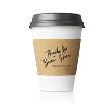 Load image into Gallery viewer, Personalized Natural Brown or White Kraft Coffee Sleeves or Sleeves Cups &amp; Lids - Optional Stirrers - Your Design Choice and Customization