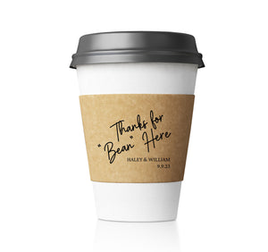 Personalized Natural Brown or White Kraft Coffee Sleeves or Sleeves Cups & Lids - Optional Stirrers - Your Design Choice and Customization