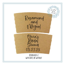 Load image into Gallery viewer, Personalized Natural Brown or White Kraft Coffee Sleeves or Sleeves Cups &amp; Lids - Optional Stirrers - Your Design Choice and Customization