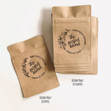 Load image into Gallery viewer, Personalized Natural Kraft Lined Coffee Favor Pouches - CUSTOM - Favors - Coffee Beans, Ground Coffee, Tea, Candy - FREE U. S. SHIPPING