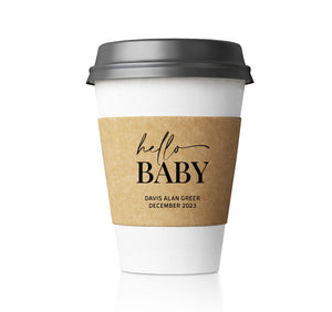 Personalized Natural Brown or White Kraft Coffee Sleeves or Sleeves Cups & Lids - Optional Stirrers - Your Design Choice and Customization