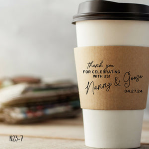 Personalized Natural Brown or White Kraft Coffee Sleeves or Sleeves Cups & Lids - Optional Stirrers - Your Design Choice and Customization