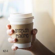 Load image into Gallery viewer, Personalized Natural Brown or White Kraft Coffee Sleeves or Sleeves Cups &amp; Lids - Optional Stirrers - Your Design Choice and Customization