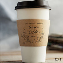 Load image into Gallery viewer, Personalized Natural Brown or White Kraft Coffee Sleeves or Sleeves Cups &amp; Lids - Optional Stirrers - Your Design Choice and Customization