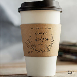 Personalized Natural Brown or White Kraft Coffee Sleeves or Sleeves Cups & Lids - Optional Stirrers - Your Design Choice and Customization